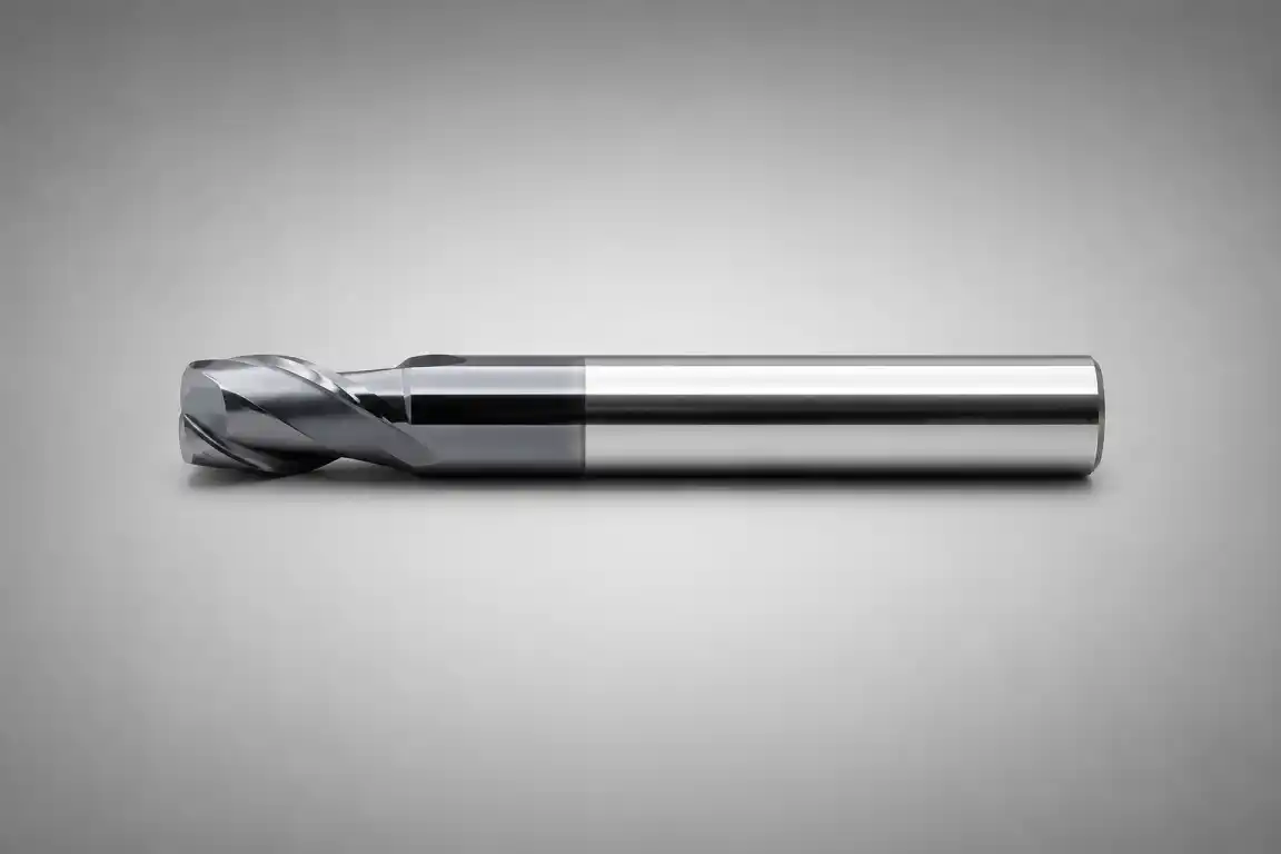 Solid carbide corner radius end mill with reinforced cutting corner
